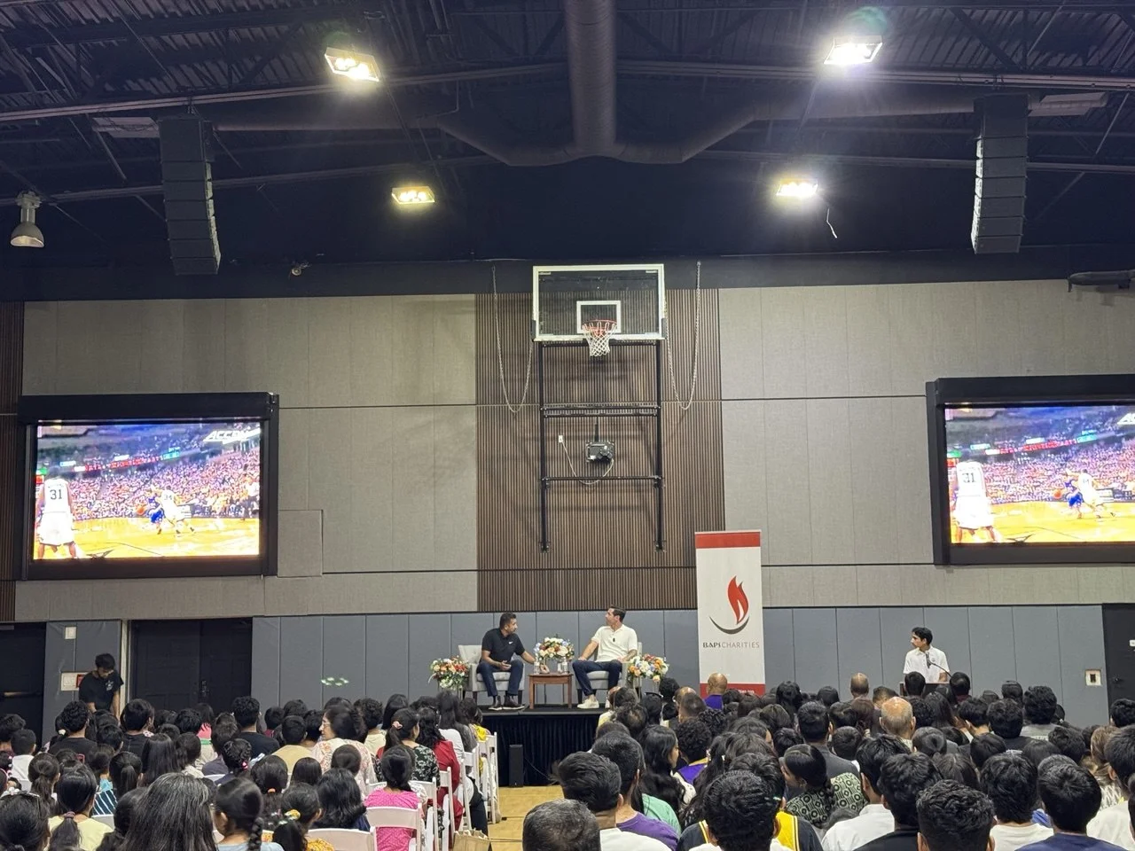 BAPS Shri Swaminarayan Mandir gymnasium line-array audio in Chino Hills