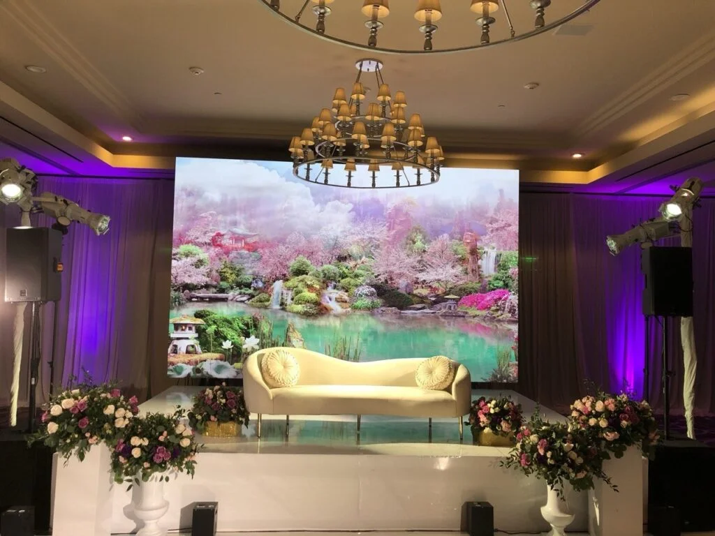 Wedding reception LED wall, DoubleTree Anaheim
