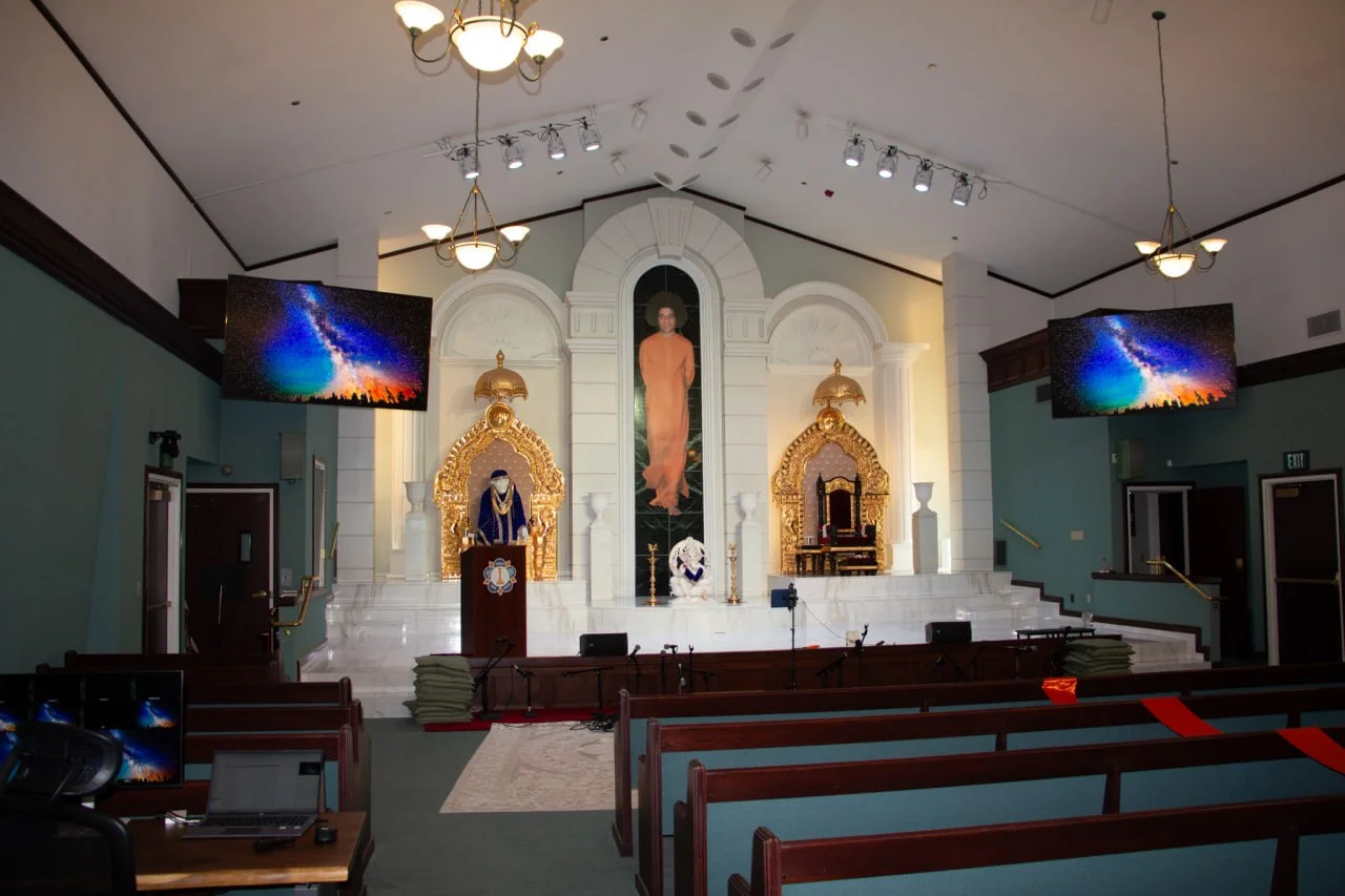 Sri Sathya Sai Center hall AV, lighting and broadcast room in Riverside
