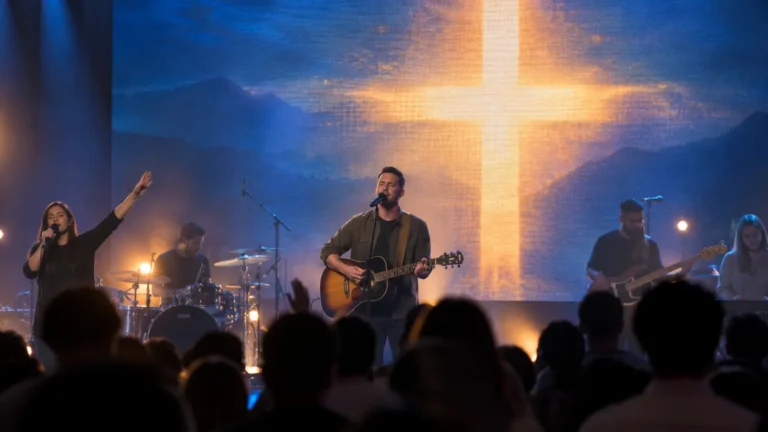 LED video wall on a contemporary church worship stage
