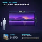 13.1 ft × 6.6 ft P2.6 indoor LED video wall (32 panels) shown next to a 6 ft person, with NovaStar VX400 Pro processor
