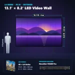 13.1 ft × 8.2 ft P3.91 outdoor LED video wall (40 panels) shown next to a 6 ft person, with NovaStar VX400 Pro processor