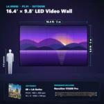 16.4 ft × 9.8 ft P3.91 outdoor LED video wall (60 panels) shown next to a 6 ft person, with NovaStar VX400 Pro processor